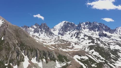 Snow Capped Mountain Range Aerial View