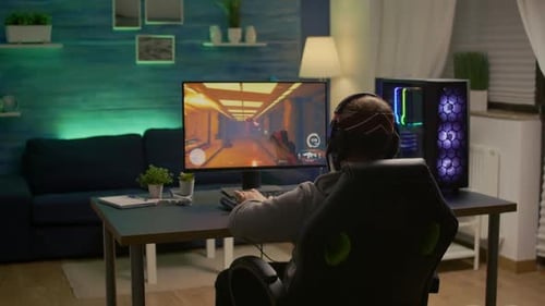 Gamer Wins Video Game and Celebrates Success