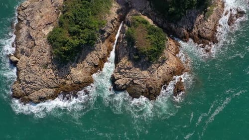 Top view of the seashore
