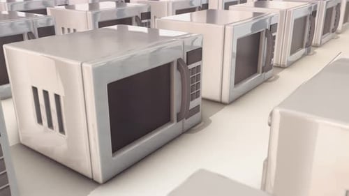 A Lot Of White Microvawes In A Row 4k