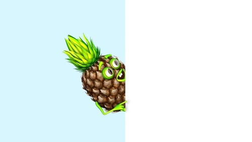 Animated 3D Pineapple Character Reveal Transition