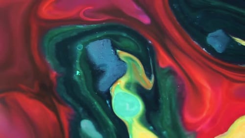 Abstract Colors Swirling in Paint Close Up