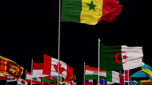 Waving National Flags Collection on Alpha Background