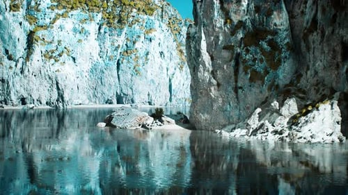 Blue Ocean and Rocky Cliffs