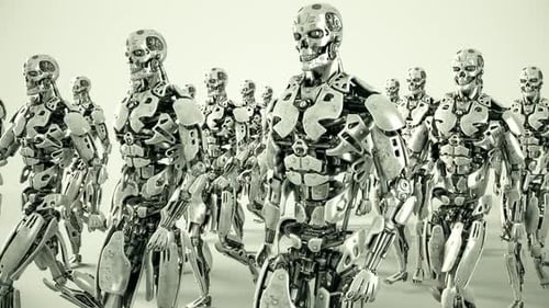 Futuristic Robots Walking 4k