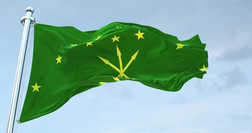 Adygea Flag Waving Loop 4 K