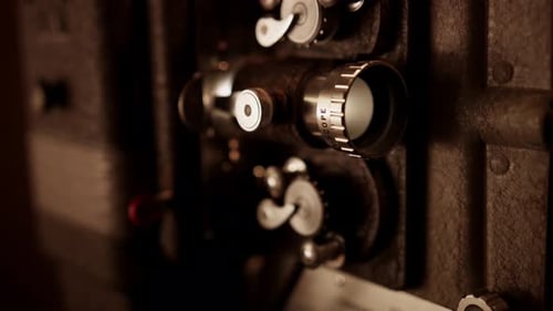 Close Up of Vintage Film Projector Lens