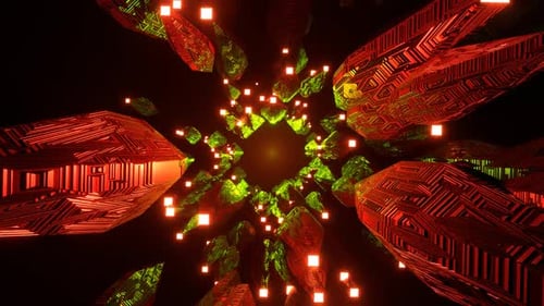 Flug in abstrakter Sci-Fi-Tunnel nahtlose Schleife Futuristische Bewegte Grafiken, Hightech-Hintergrund