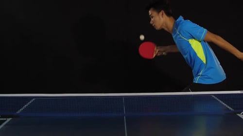 Asian Man Serve Ping Pong