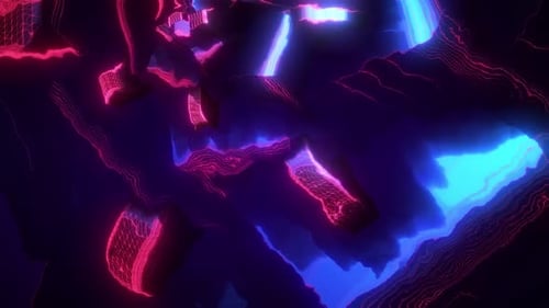 Neon Cyberpunk Digital Tunnel Landscape Abstract Background