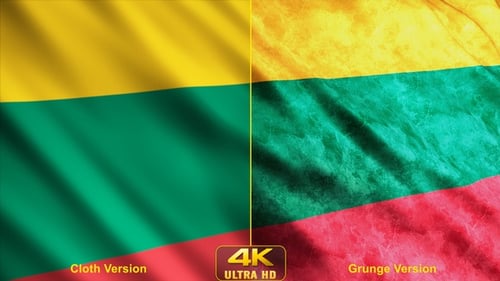 Waving Lithuanian Flag with Clean and Grunge Texture Options