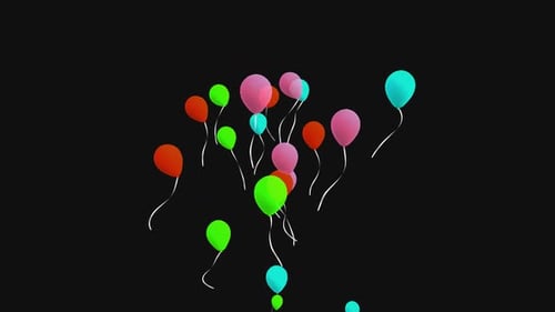 Vibrant Balloons Gently Ascending for Celebration Videos