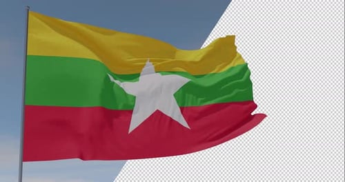 Flagge Myanmar Patriotismus nationale Freiheit, Seamless Loop, Alphakanal