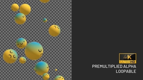 Abstract 3D Sad Face Emoji Animation