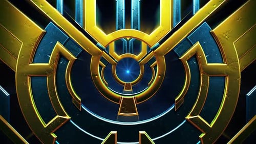 Futuristic Gold and Blue Geometric Technology Background