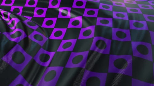 Abstract Purple and Black Checkered Waving Fabric Background