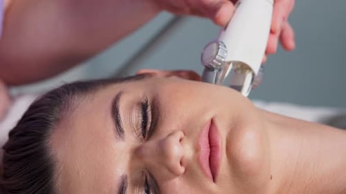 Woman Receiving Cosmetic Procedure in Spa, Close Up