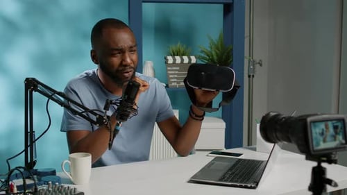 Man Talking About Vr Glasses on Camera for Recommendation
