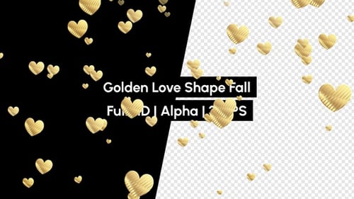 Elegant Golden Hearts Falling Overlay for Celebrations and Love