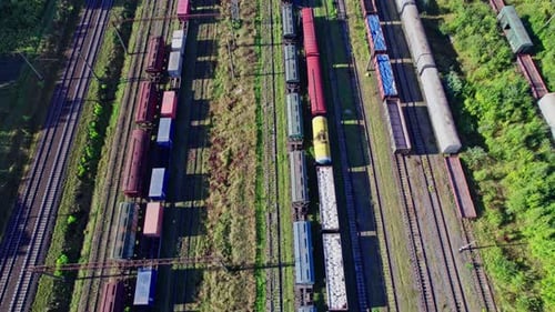 Railway Station with Lots of Lines and Freight Trains