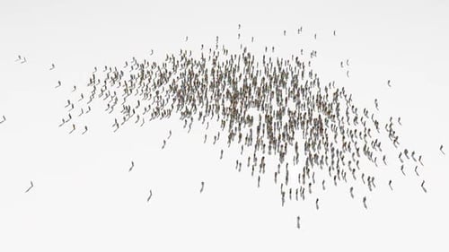 Animated People Forming a Forward-Moving Directional Arrow