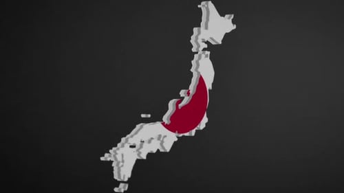 3D Map of Japan Flag Reveal Animation