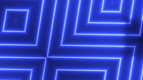 Neon Blue Geometric Square Lines Animated Background