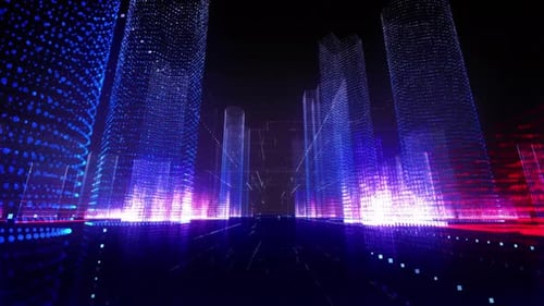 Retro-Futuristic City, Smart City Concept, Working Tracking System on City Streets