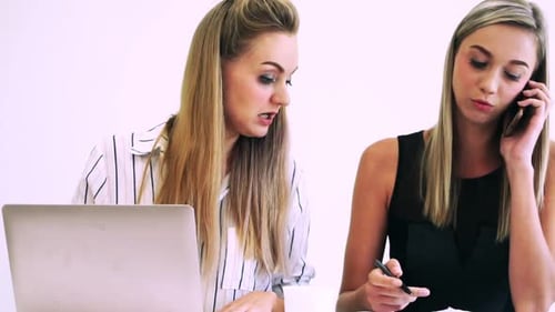 Blonde Business Woman Working at Modern Office