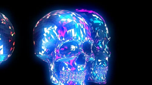Neon Geometric Skulls Animated VJ Loop Background