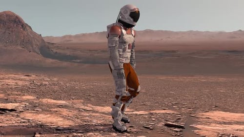 3D Astronaut Walking Animation on Red Planet
