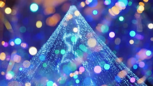 Street Festive Lighting, Blurry Lights of a Christmas Tree