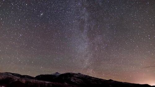 Majestic Starry Night Sky Over Mountain Range