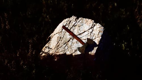 War Ax for Viking on the Rock at Sunset