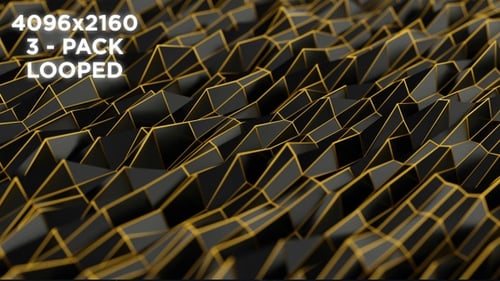 Abstract Geometric Grid with Golden Lines Loop
