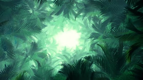 Seamless Loop Animated Tropical Palm Leaves Tunnel