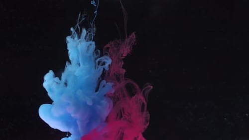 Dynamic Blue and Pink Ink Swirls in Water