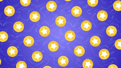 Rotating Yellow Stars in Circles Pattern Background