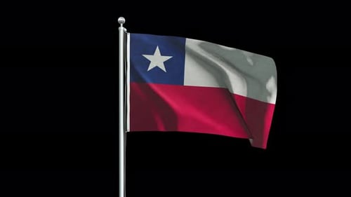 Realistic Waving Chile Flag on Pole