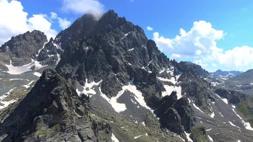 Aerial Flying to Mountain