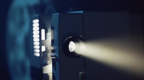 Film Projector Runs in a Dark Room