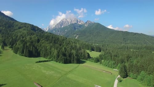 Beautiful green fields and mountain.Kranjska Gora.Slovenia