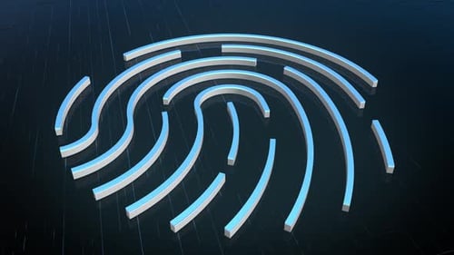 Empreinte digitale, circuit imprimé, libération de codes binaires, concept de micropuce et traitement des données et digi