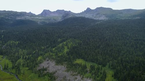 Flying over Mountain Landscape