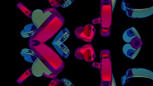 Abstract Reflective Hearts Morphing Loop Background