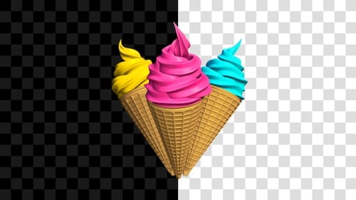 Vibrant Spinning Ice Cream Cones 3D Animation