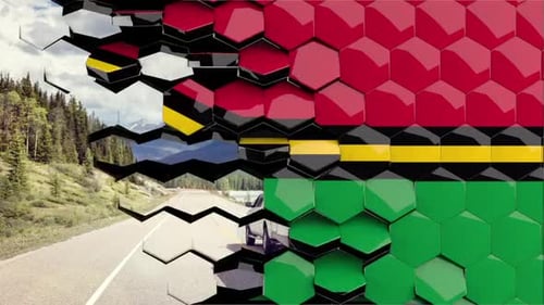 Vanuatu Flag Hexagon Transition - 4K Resolution