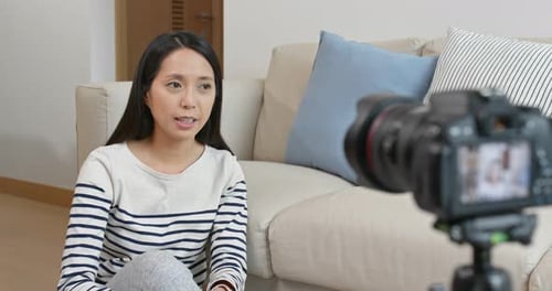 Woman talk to camera for social media