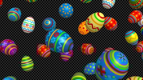 Colorful Floating Easter Eggs Alpha Channel Animation