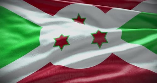 Burundi Flag Waving with Realistic Fabric Texture